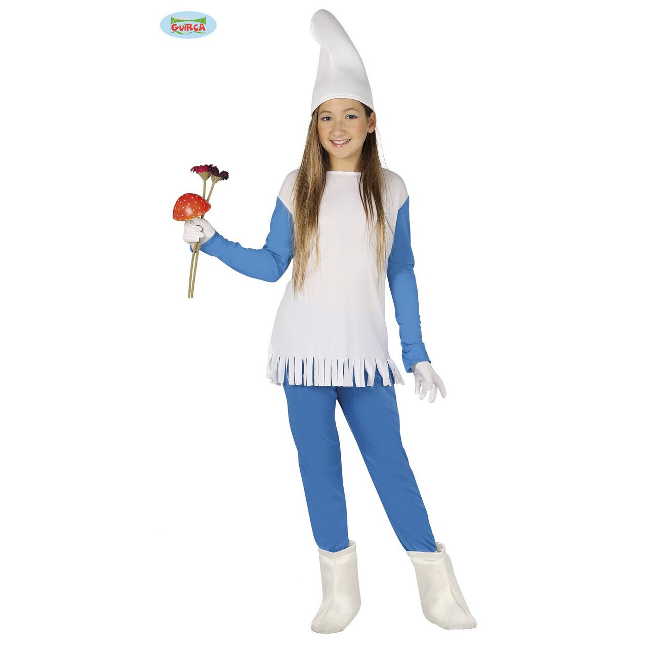 Op deze afbeelding zie je een Kostuums, van het merk Guirca. Lieve Smurfin Sprookjesbos Meisje Kostuum