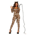 Wildes Braun Beißfreudiges Leoparden-Jumpsuit Damenkostüm