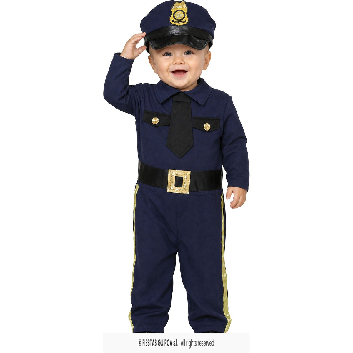 Op deze afbeelding zie je een Kostuums, van het merk Guirca. Brammetje Boevenvanger Politie Jongen Kostuum