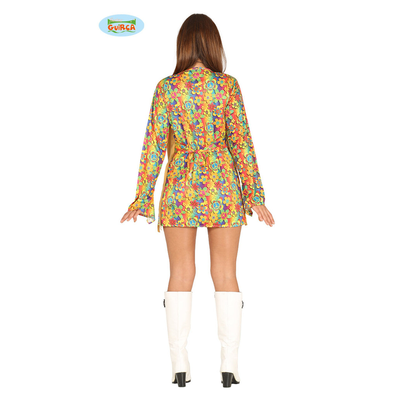 Op deze afbeelding zie je een Kostuums, van het merk Guirca. Hallucinerend Korte Hippie Jurk Vrouw