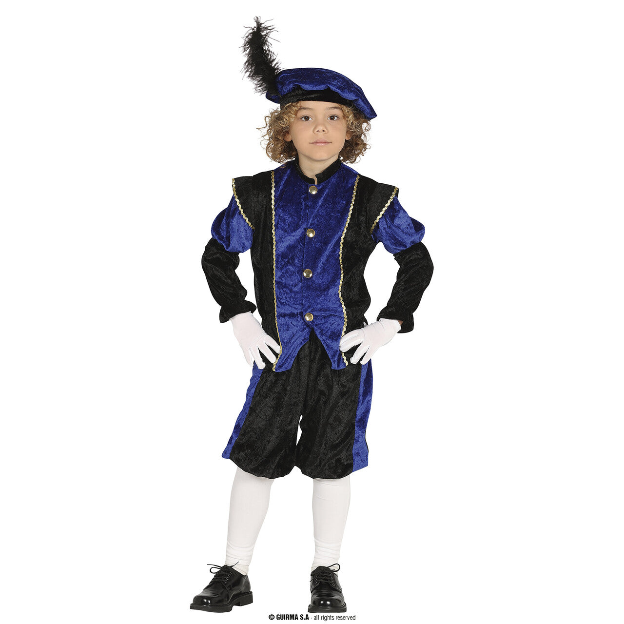 Op deze afbeelding zie je een Kostuums, van het merk Guirma. Roetveeg Piet Blauw Kind Kostuum