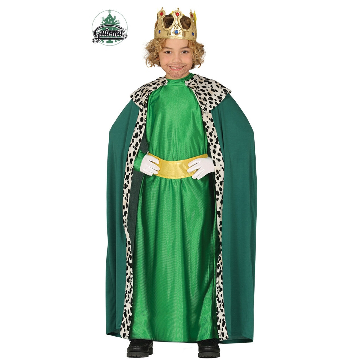 Op deze afbeelding zie je een Kostuums, van het merk Guirma. Drie Koningen Groen Jongen Kostuum