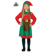 Op deze afbeelding zie je een Kostuums, van het merk Guirma. Rood Groene Elf Meisje Kostuum