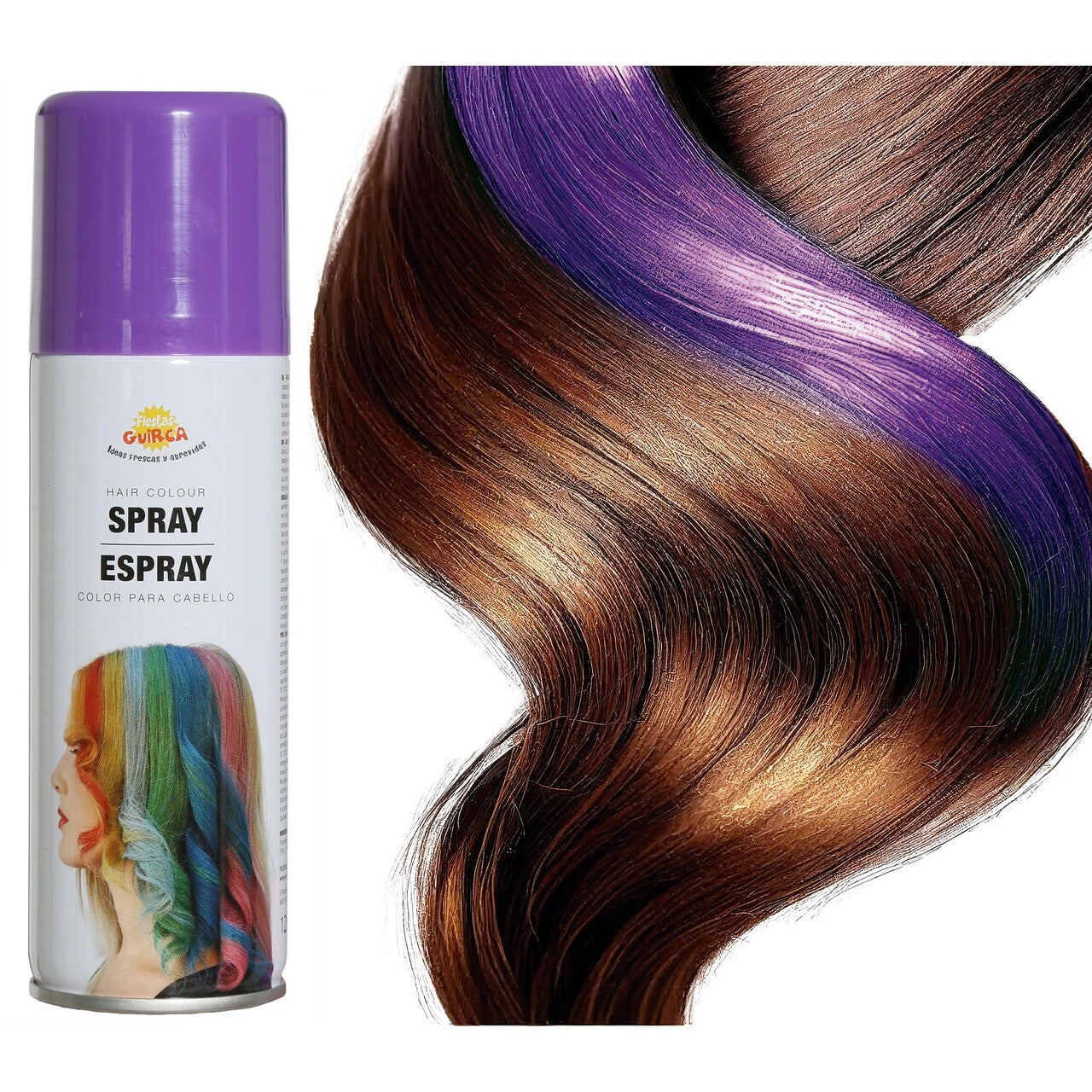 Op deze afbeelding zie je een Accessoires, van het merk Guirca. Fluorescerend Paarse Haarspray
