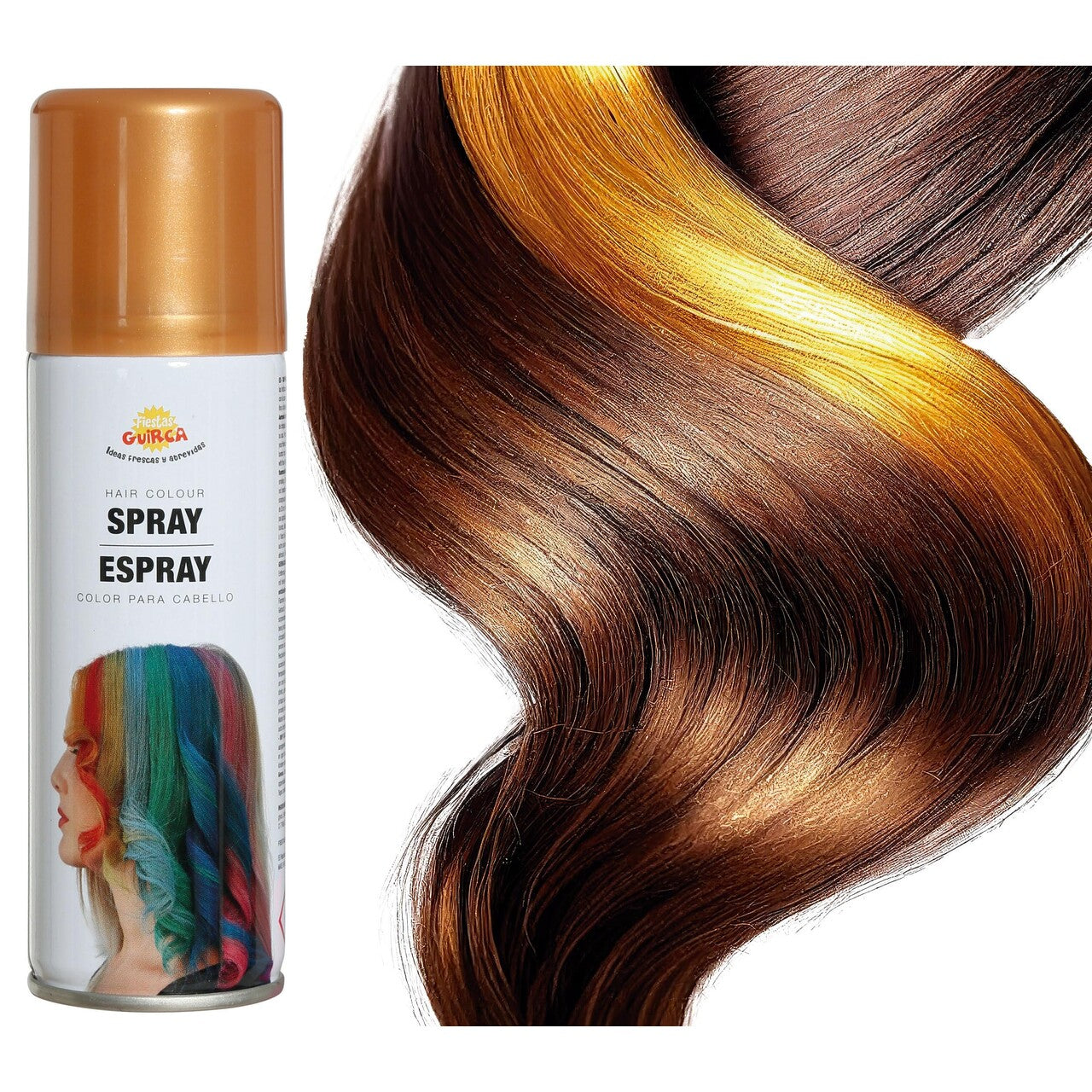 Op deze afbeelding zie je een Accessoires, van het merk Guirca. Fluorescerend Gouden Haarspray