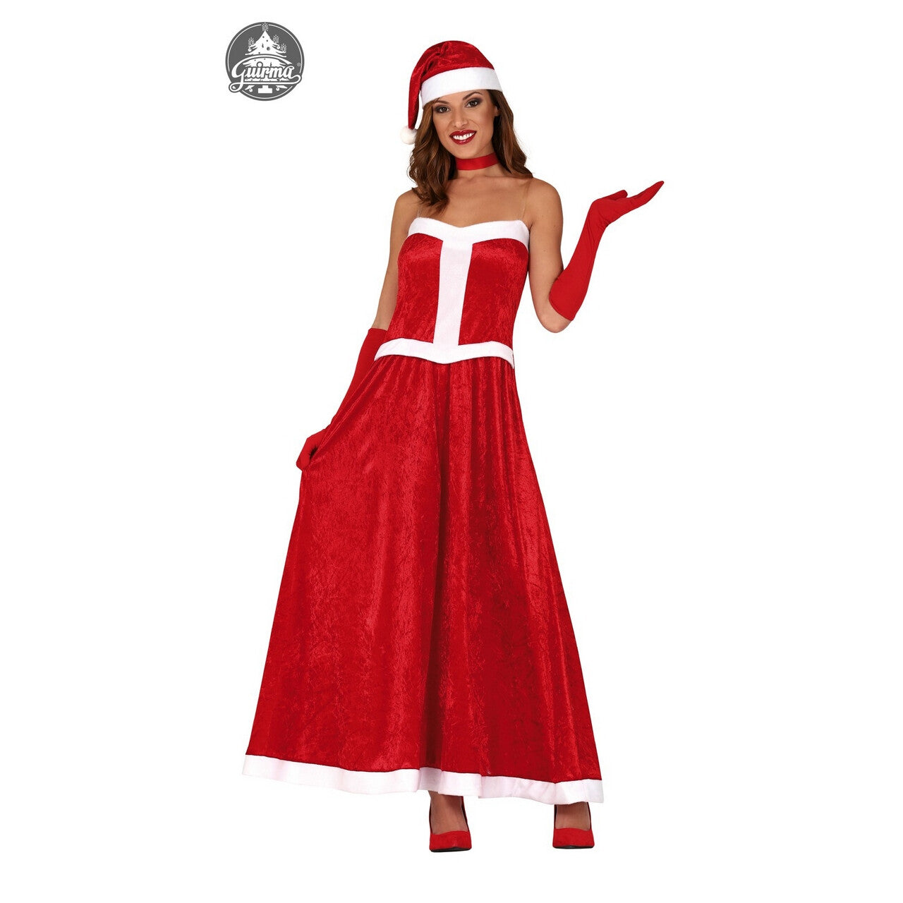 Op deze afbeelding zie je een Kostuums, van het merk Guirma. Elegant Blote Schouders Moeder Kerstmis Vrouw Kostuum