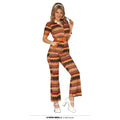 Typisch 70er Jahre Gelb Gestreifter Jumpsuit Damenkostüm