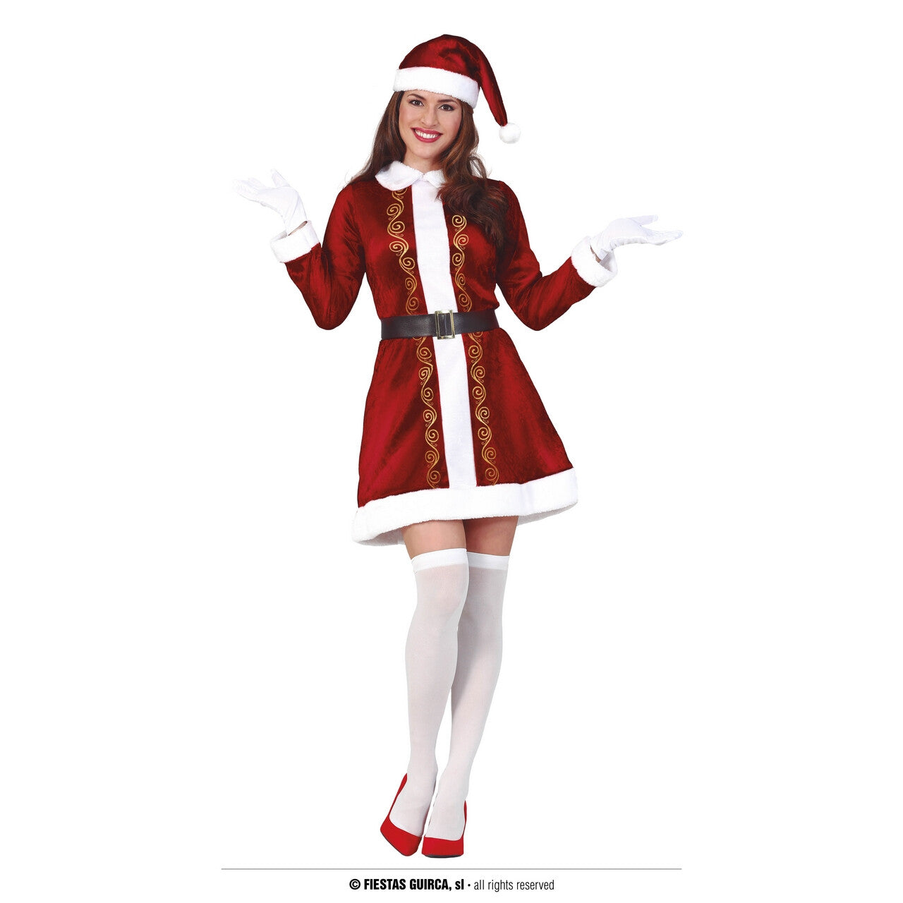 Op deze afbeelding zie je een Kostuums, van het merk Guirma. Luxe Kerstvrouw Santa Claudine Kostuum