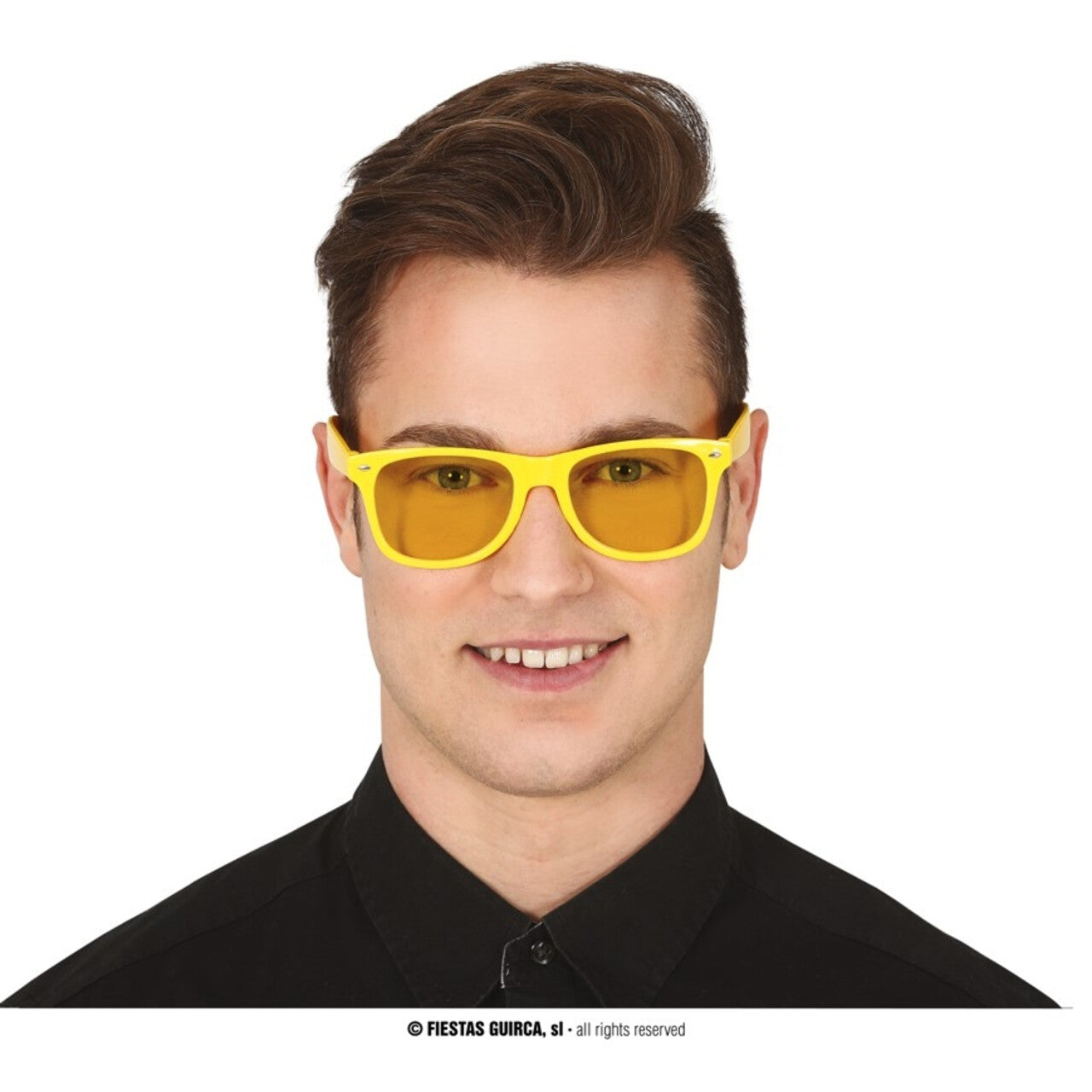 Op deze afbeelding zie je een Accessoires, van het merk Guirca. Hippie Festival Disco Geel Zonnebril