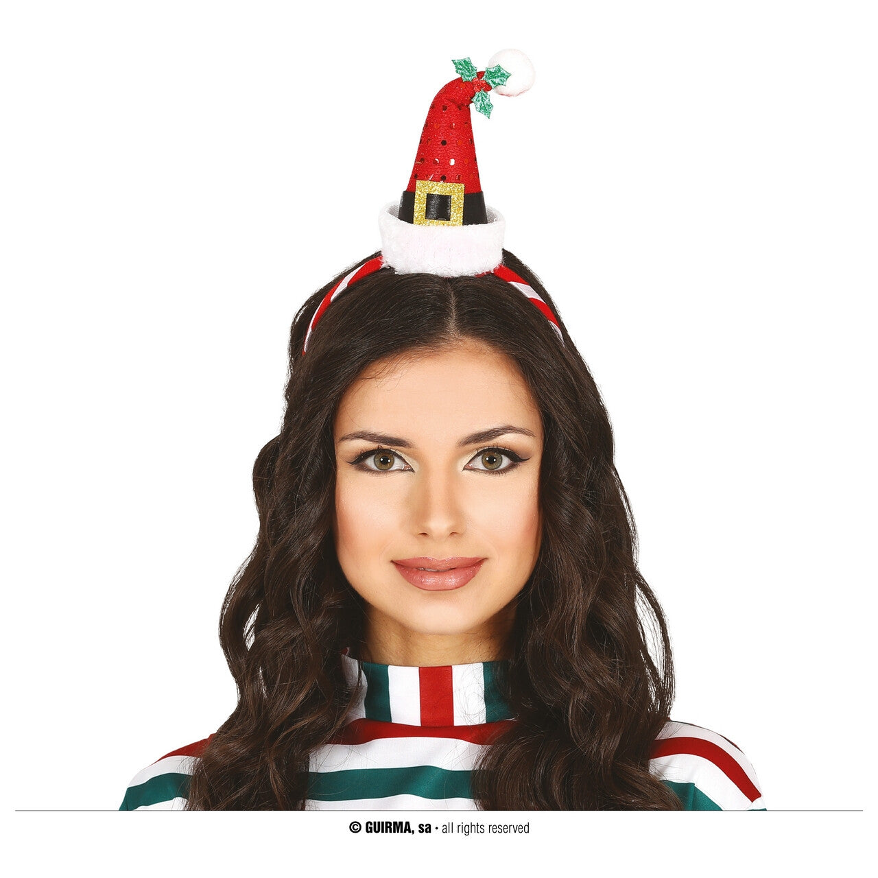Op deze afbeelding zie je een Accessoires, van het merk Guirma. Mini Kerstmuts Glitter En Pailletten Hoofdband