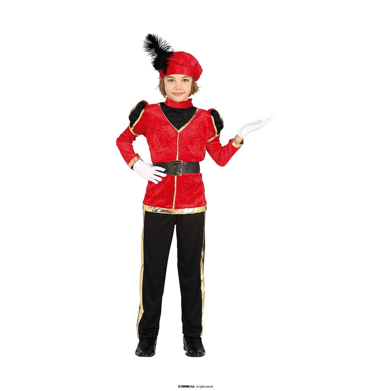 Op deze afbeelding zie je een Kostuums, van het merk Guirma. Pientere Piet Rood Kind Jongen Kostuum