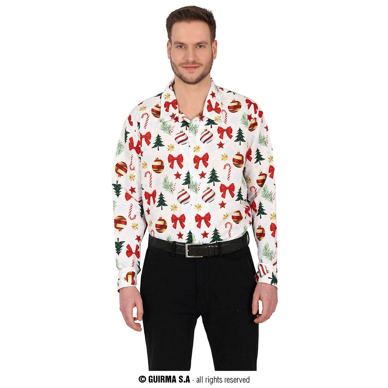Op deze afbeelding zie je een Kostuums, van het merk Guirma. Overhemd Merry Christmas Jeffrey Wit Man