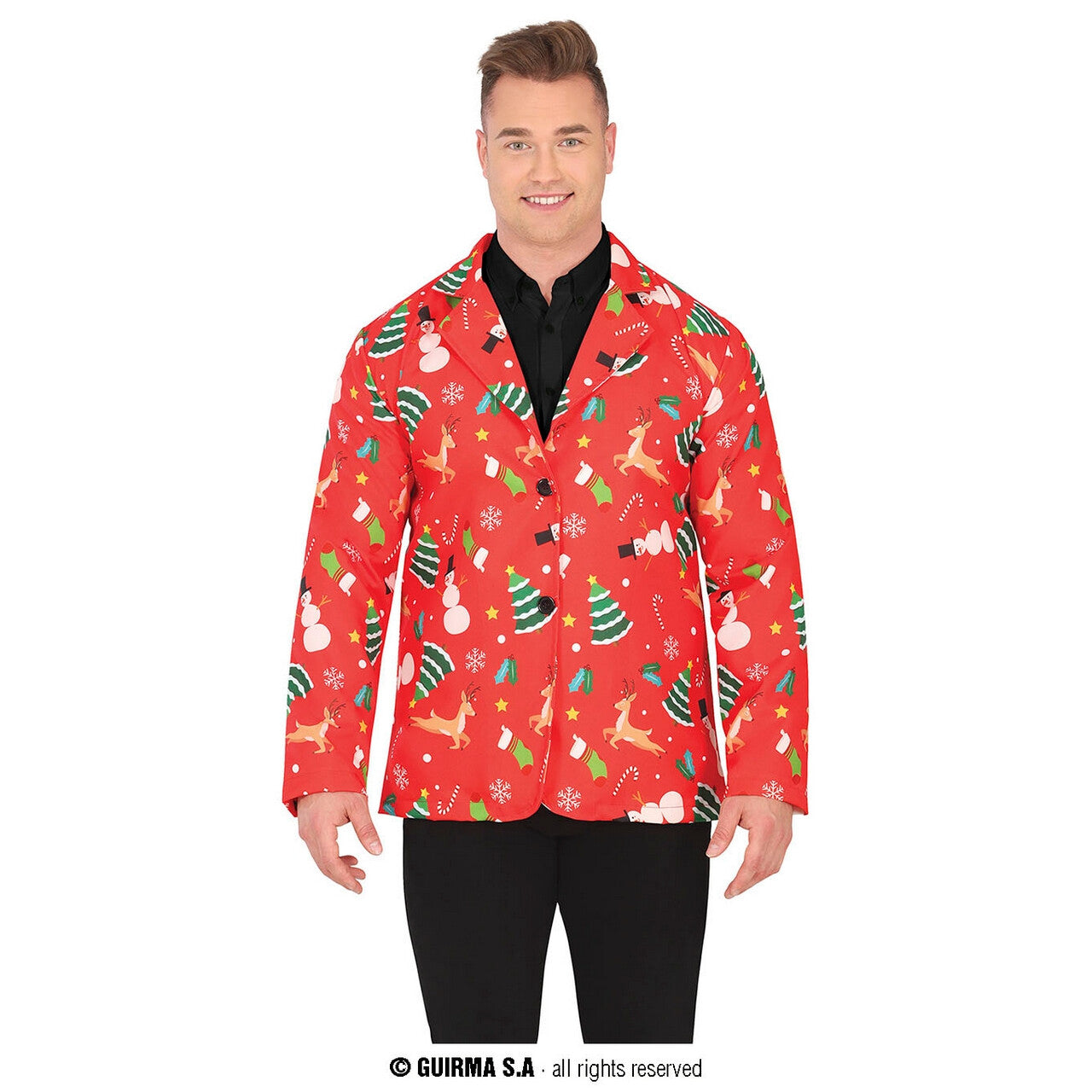 Op deze afbeelding zie je een Kostuums, van het merk Guirma. Nette Grappige Kerst Jas Rood Man