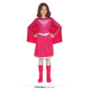 Op deze afbeelding zie je een Kostuums, van het merk Guirca. Superheldin Mega Roze Redder In Nood Meisje Kostuum