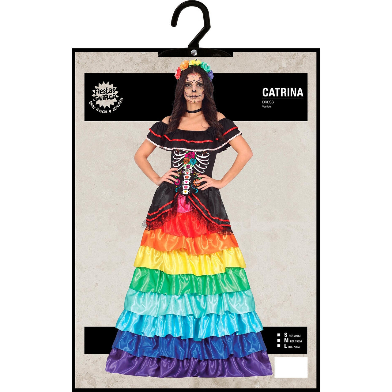 Op deze afbeelding zie je een Kostuums, van het merk Guirca. Rainbow Day Of The Dead Mariana Vrouw Kostuum