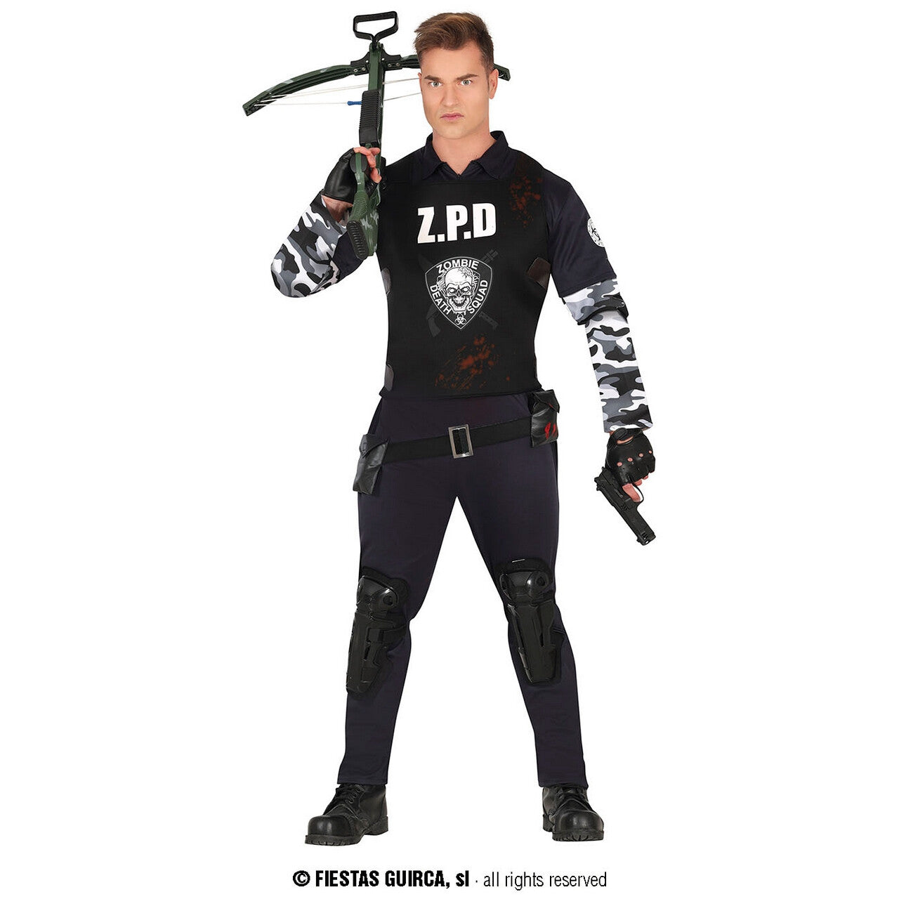 Op deze afbeelding zie je een Kostuums, van het merk Guirca. Zpd Zombie Police Department Security Man Kostuum