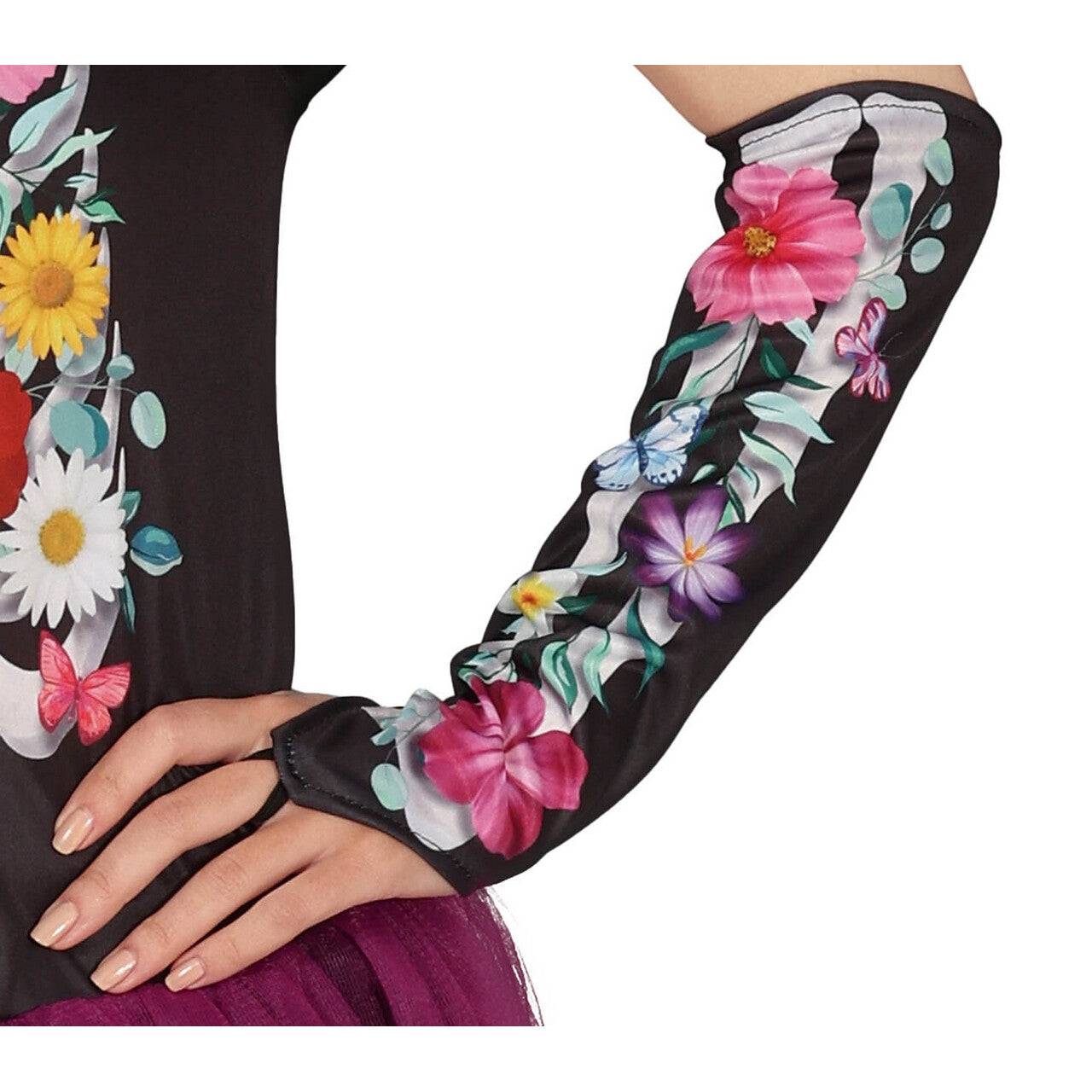 Op deze afbeelding zie je een Kostuums, van het merk Guirca. Vol Van Bloemen Skelet Florentina Vrouw Kostuum