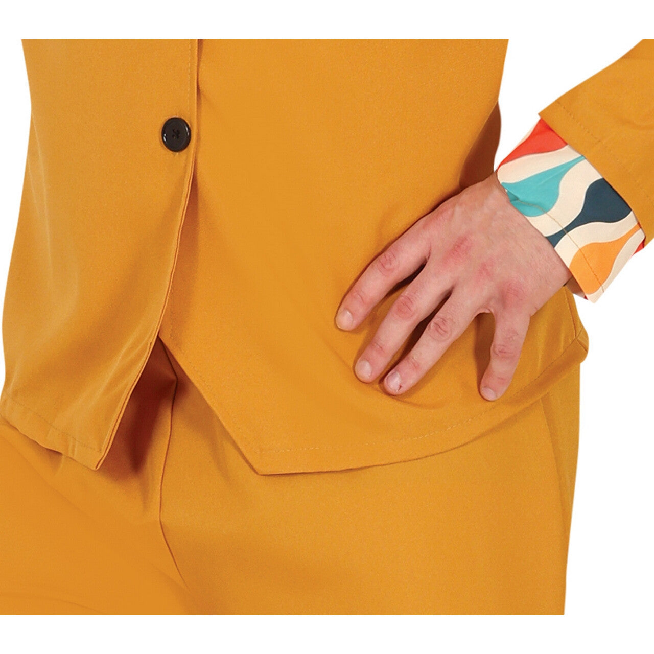 Op deze afbeelding zie je een Kostuums, van het merk Guirca. Disco Jaren 70 Justin De Orange Man Kostuum