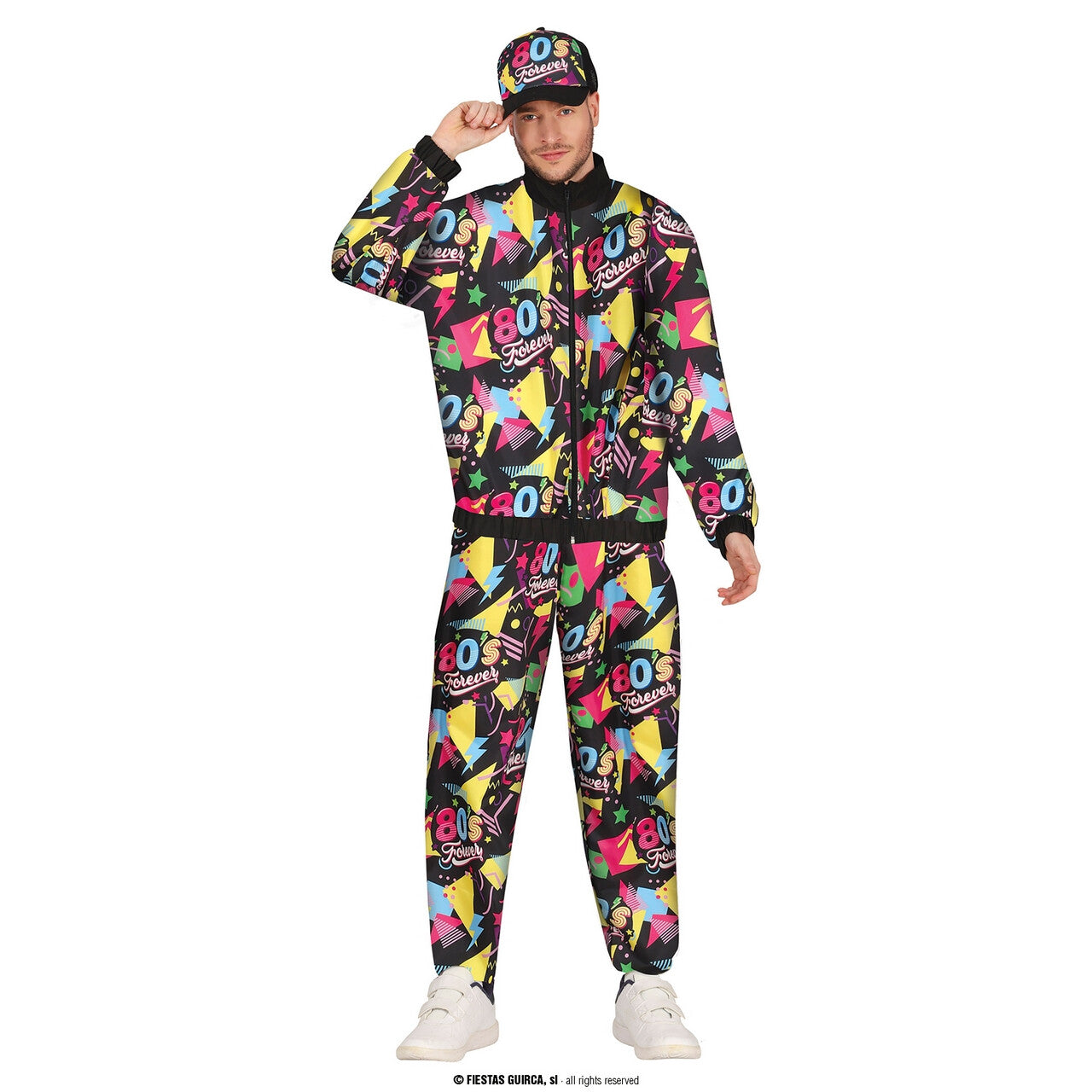 Op deze afbeelding zie je een Kostuums, van het merk Guirca. Jaren 80 Trainingspak 80s Forever Man Kostuum