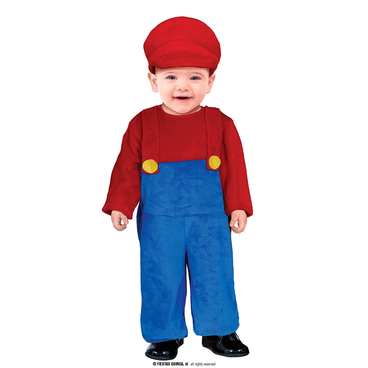 Op deze afbeelding zie je een Kostuums, van het merk Guirca. Super Kleine Mario Kind Kostuum