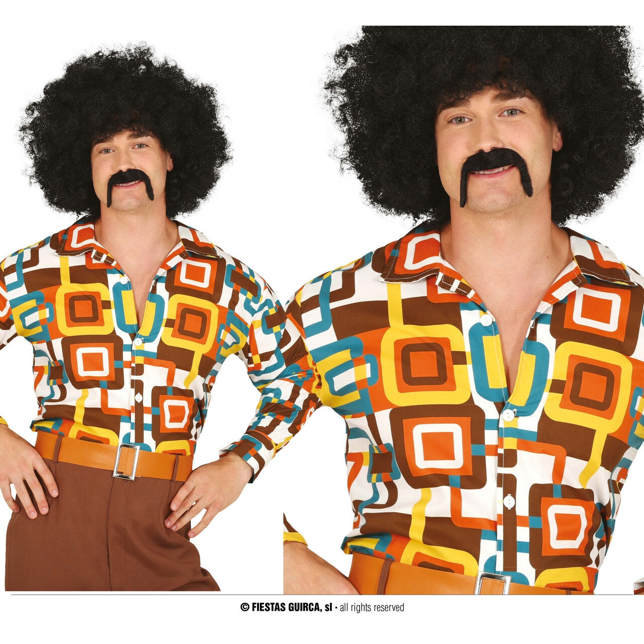 Op deze afbeelding zie je een Kostuums, van het merk Guirca. 70s Vintage Disco Shirt Man