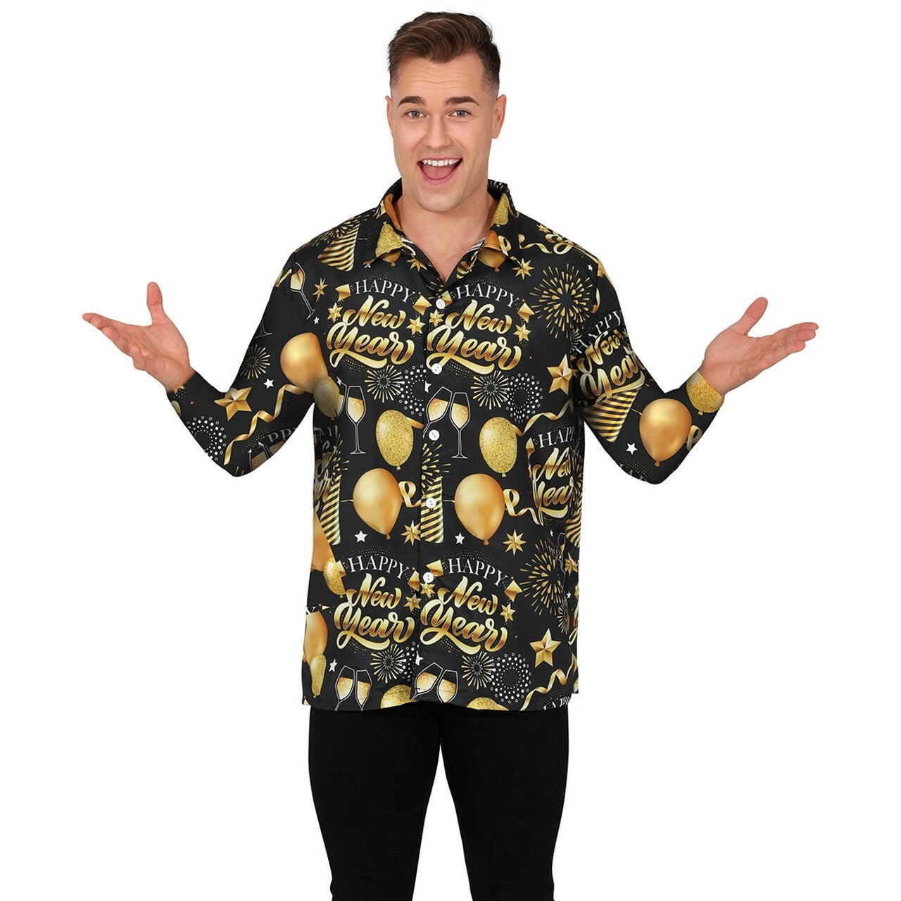 Op deze afbeelding zie je een Kostuums, van het merk Guirca. Happy New Year Golden Party Overhemd Man