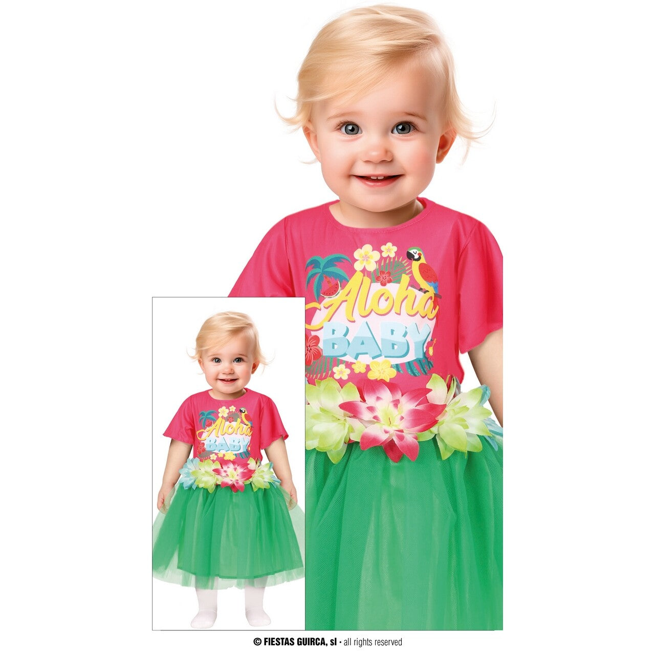 Op deze afbeelding zie je een Kostuums, van het merk Guirca. Aloha Tropische Hawaii Baby Meisje Kostuum