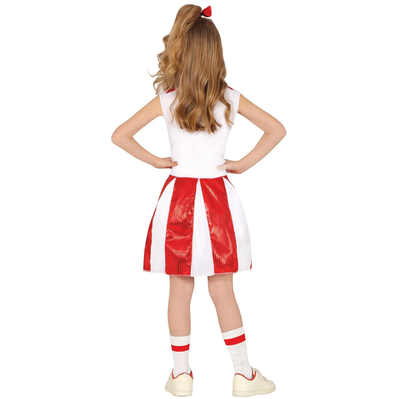 Op deze afbeelding zie je een Kostuums, van het merk Guirca. Cheer Team Rood Wit Cheerleader Meisje Kostuum