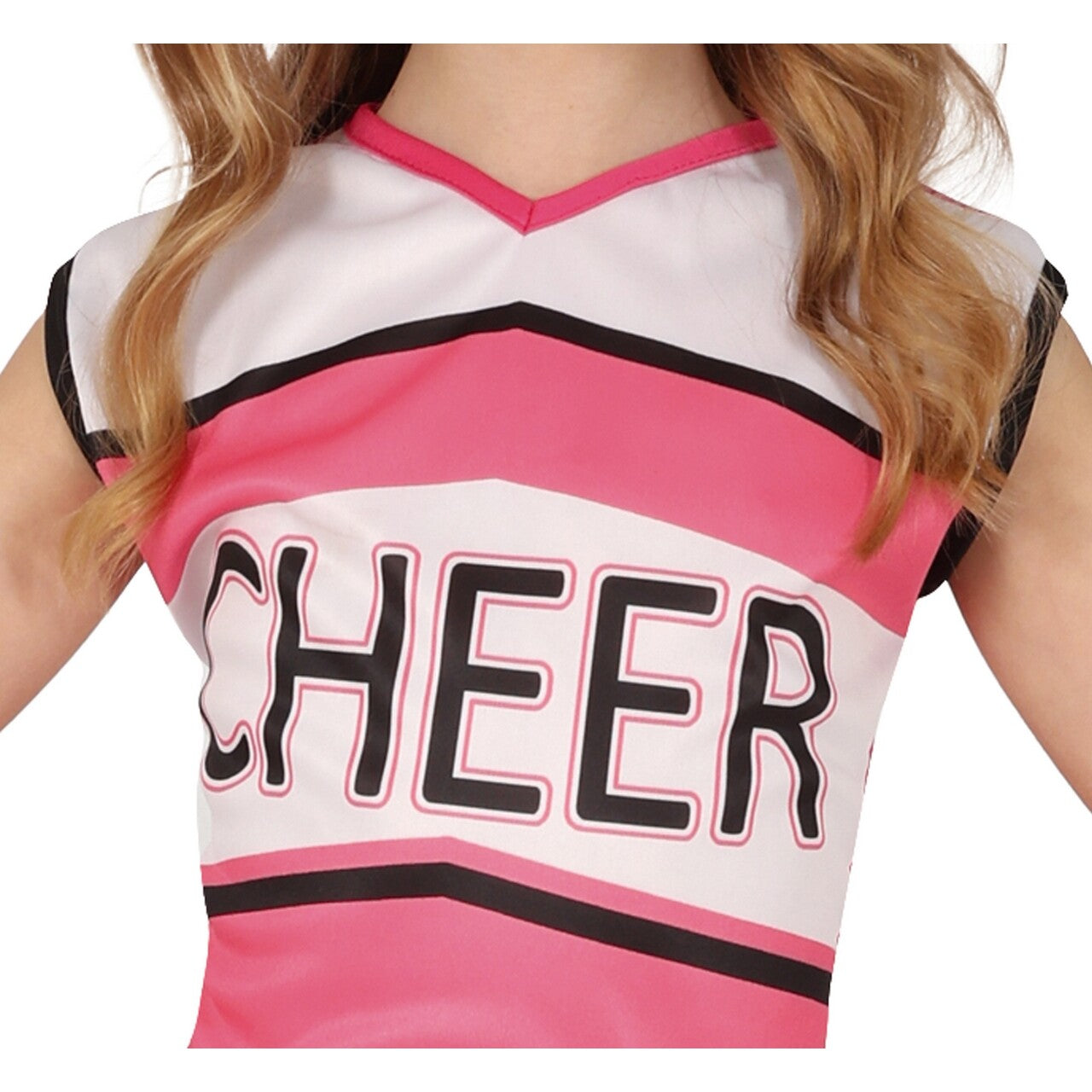 Op deze afbeelding zie je een Kostuums, van het merk Guirca. Pink Cheer Team Cheerleader Meisje Kostuum