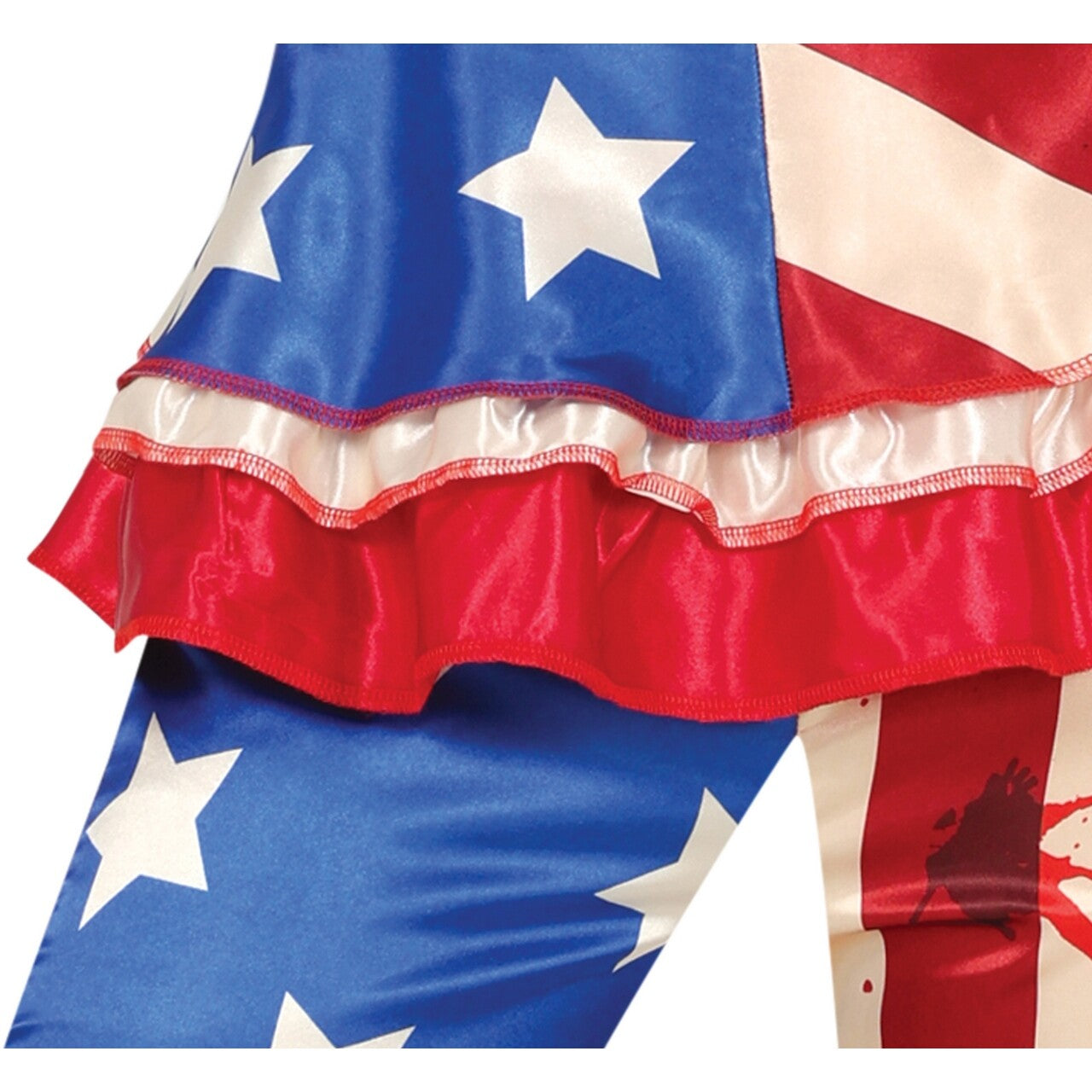 Op deze afbeelding zie je een Kostuums, van het merk Guirca. Bloody USA Clown Lol Vrouw Kostuum