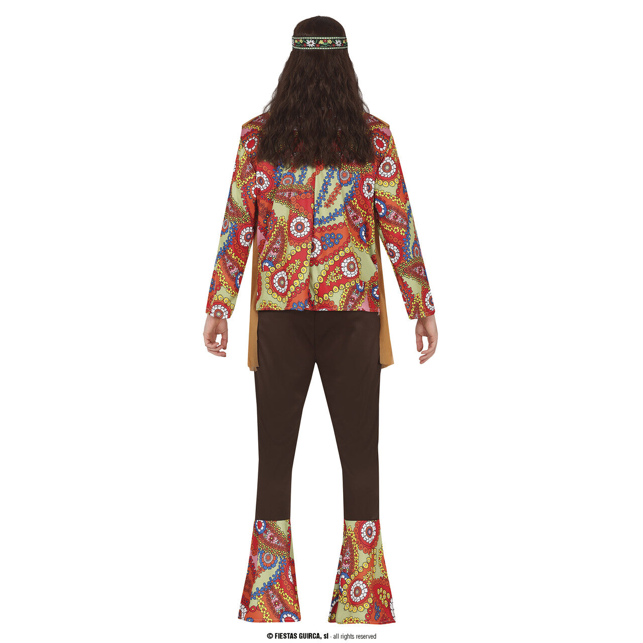 Op deze afbeelding zie je een Kostuums, van het merk Guirca. Vredestichter Jaren 70 Hippie Man Kostuum