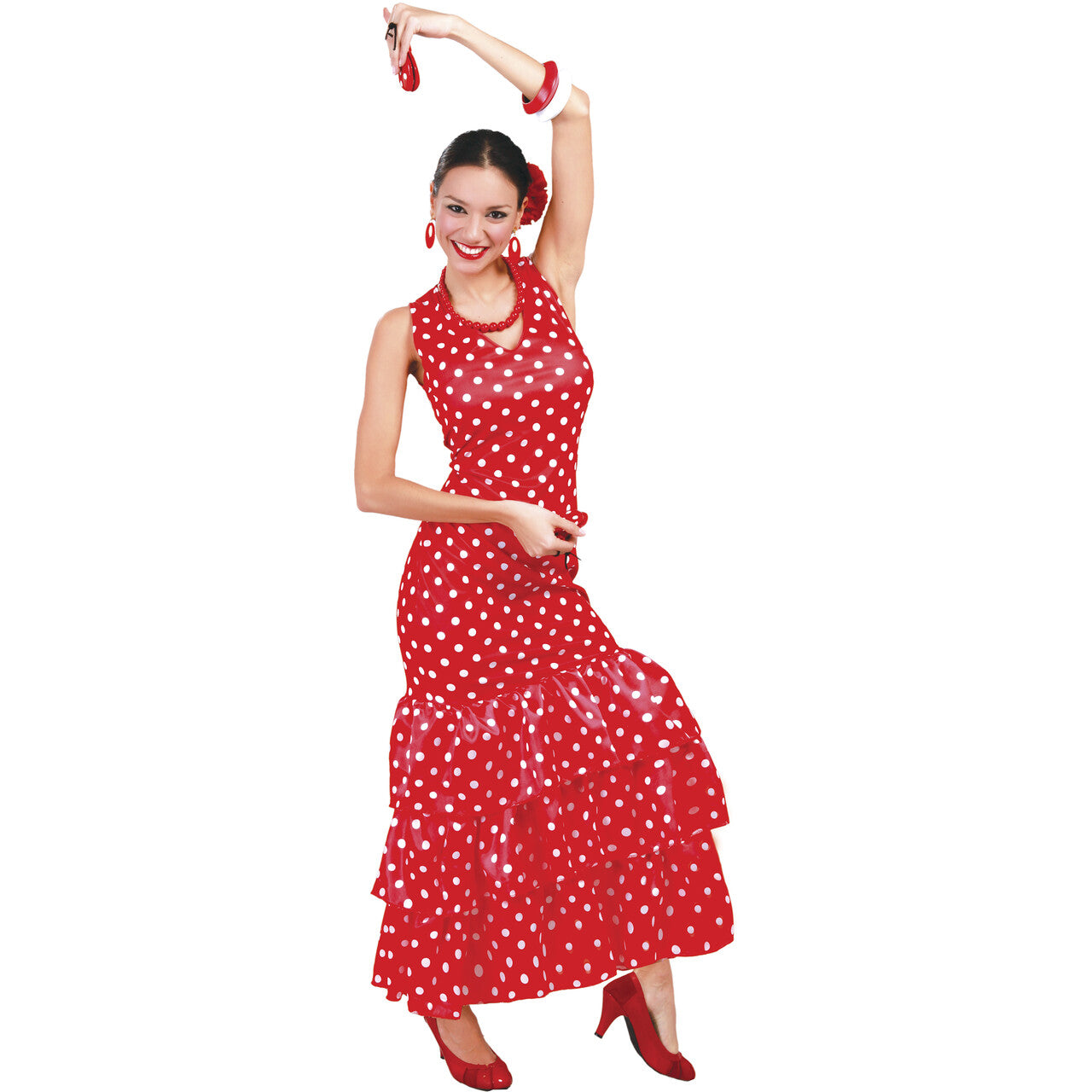 Op deze afbeelding zie je een Kostuums, van het merk Guirca. Spaanse Flamenco Danseres Carmen Vrouw Kostuum