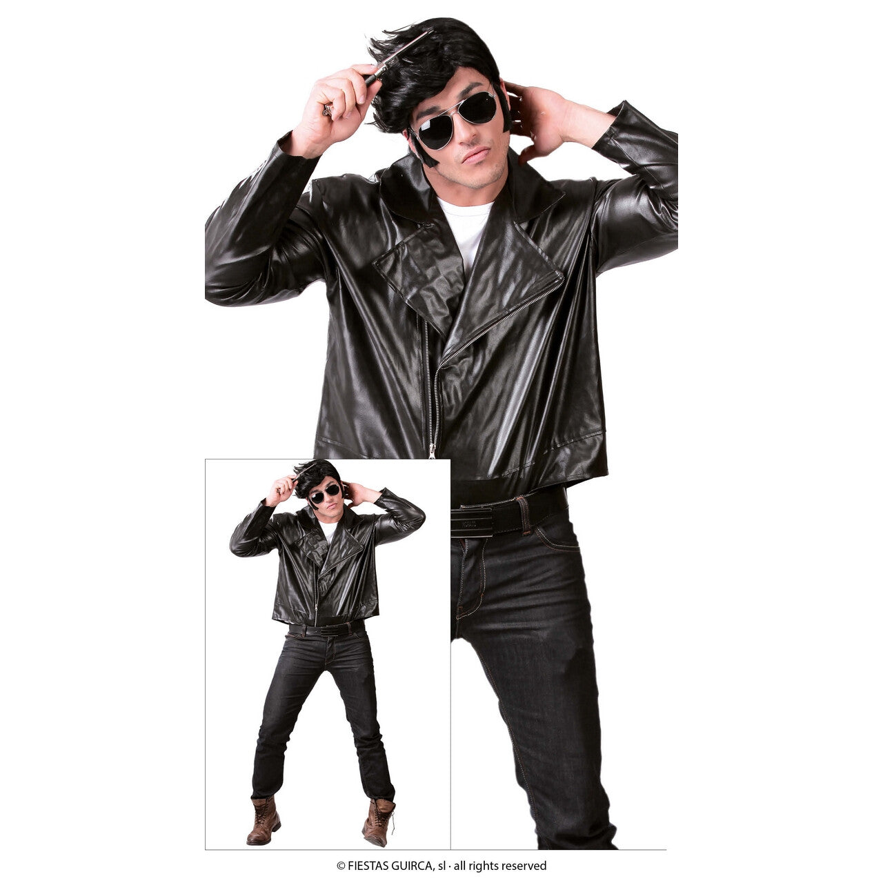 Op deze afbeelding zie je een Kostuums, van het merk Guirca. Stoere Lederlook Biker Jas Man