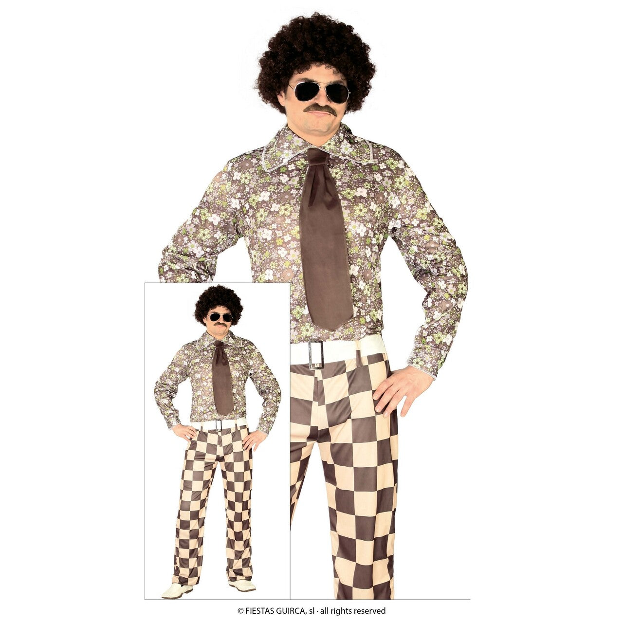 Op deze afbeelding zie je een Kostuums, van het merk Guirca. 70s Retro Groove Brady Man Kostuum
