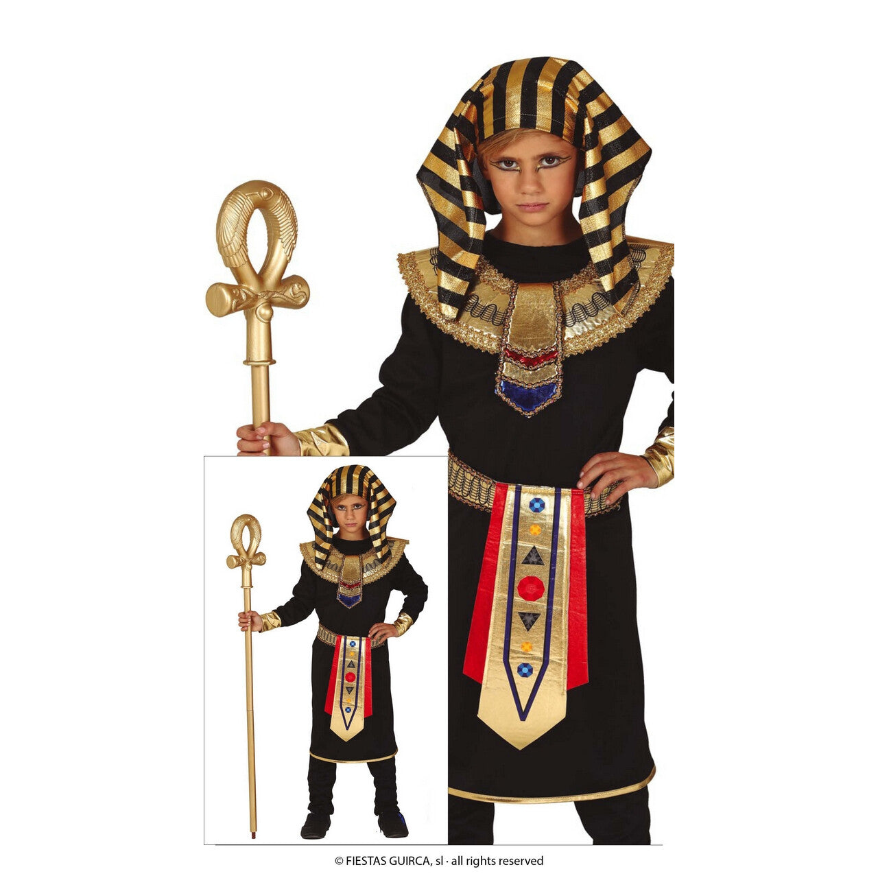 Op deze afbeelding zie je een Kostuums, van het merk Guirca. Goudrijke Egyptische Koning Fa Ro Jongen Kostuum