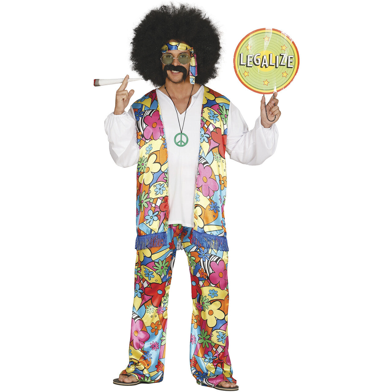 Op deze afbeelding zie je een Kostuums, van het merk Guirca. Flower Power Peacekeeper Man Kostuum