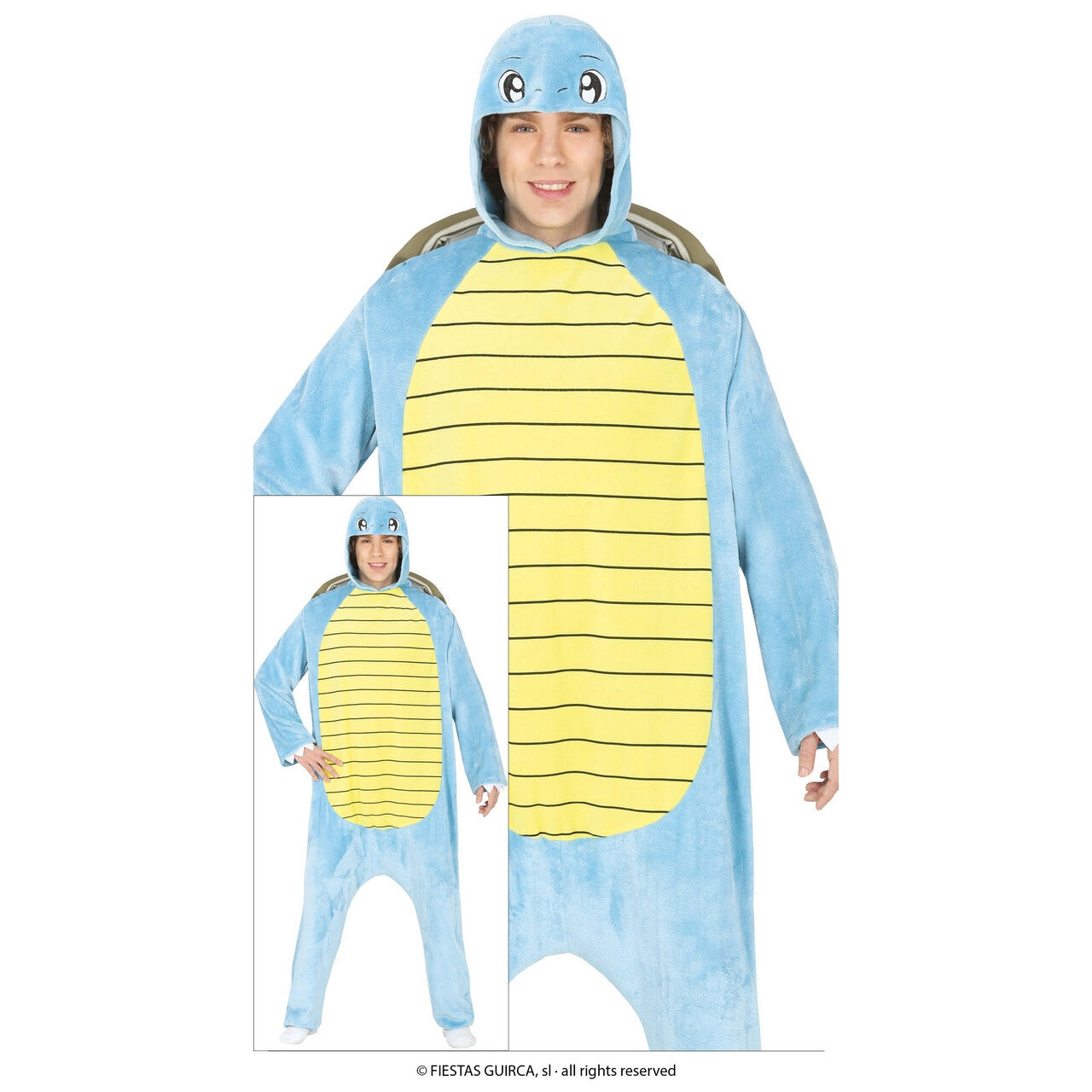 Op deze afbeelding zie je een Kostuums, van het merk Guirca. Blauwe Turtle Squirtle Man Kostuum