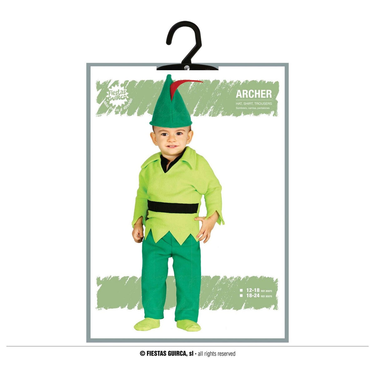 Op deze afbeelding zie je een Kostuums, van het merk Guirca. Mini Robin Hood Kind Kostuum