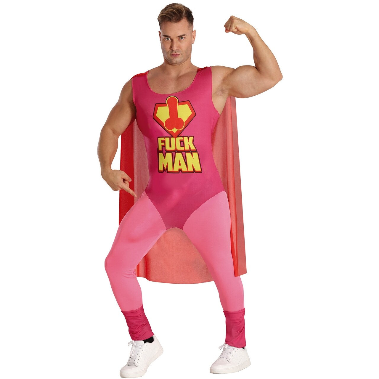 Op deze afbeelding zie je een Kostuums, van het merk Guirca. Superheld Mister Fuckman Kostuum