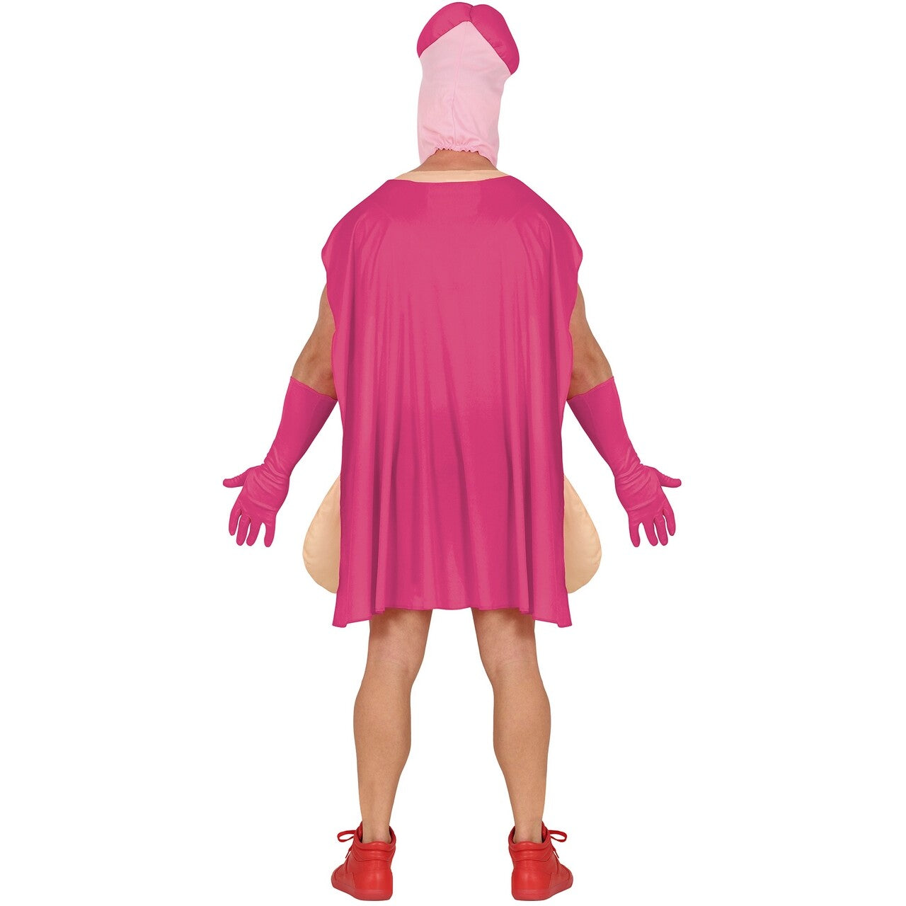 Op deze afbeelding zie je een Kostuums, van het merk Guirca. Roze Super Dickman Kostuum