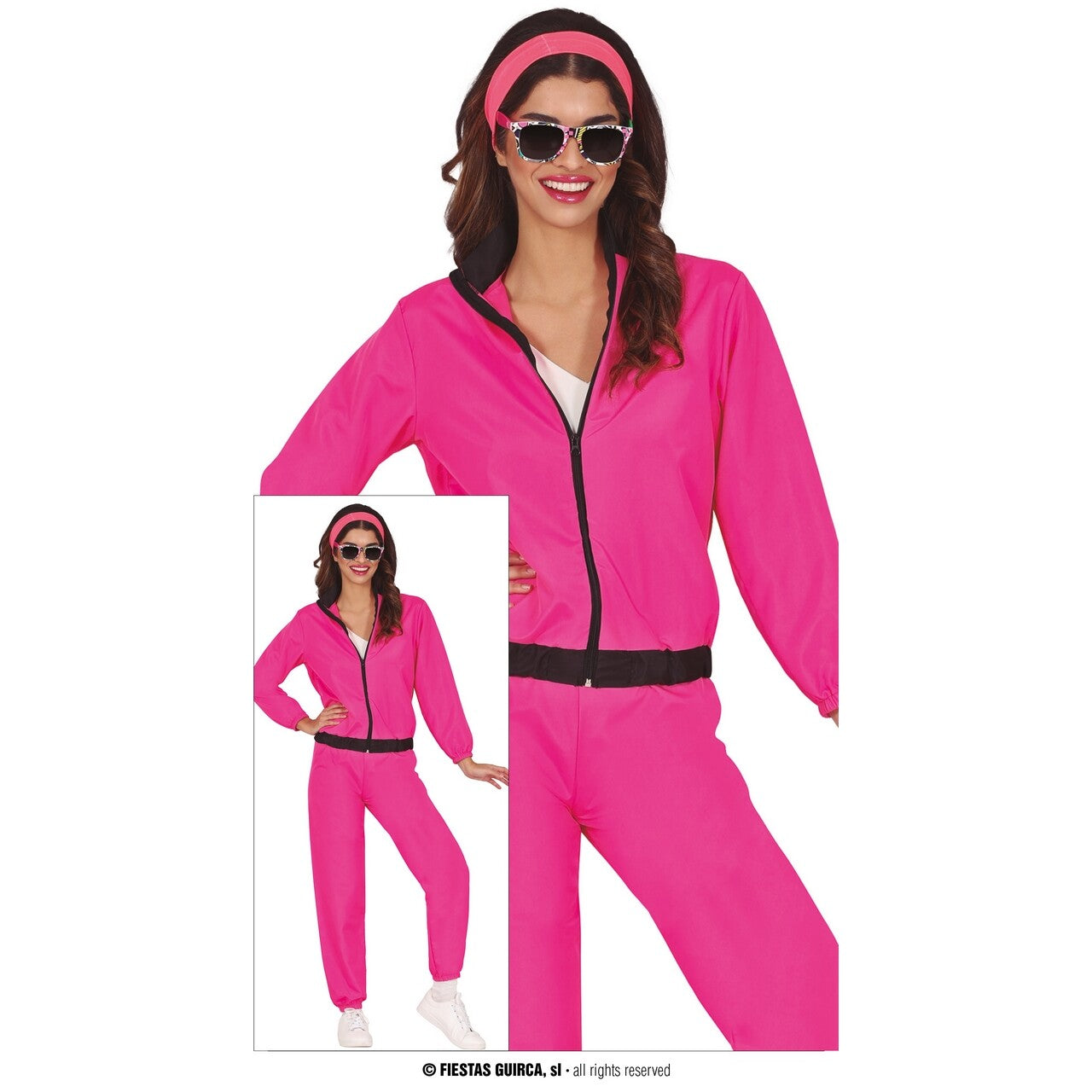 Op deze afbeelding zie je een Kostuums, van het merk Guirca. Roze Trainingspak Team Neon Pink Vrouw Kostuum