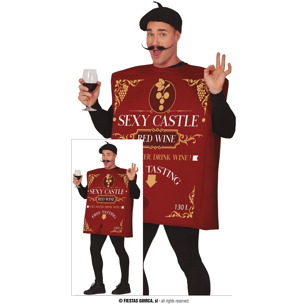 Op deze afbeelding zie je een Kostuums, van het merk Guirca. Fine As Red Wine Free Tasting Man Kostuum