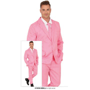 Op deze afbeelding zie je een Kostuums, van het merk Guirca. Pink Pimp Suit Mike Money Man Kostuum