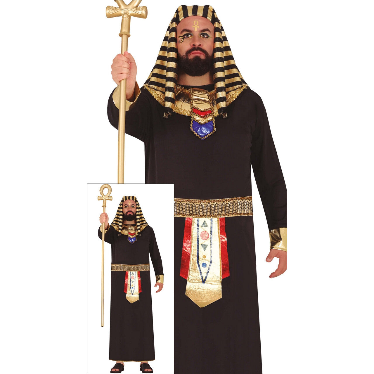 Op deze afbeelding zie je een Kostuums, van het merk Guirca. Duistere Egyptische Heerser Man Kostuum