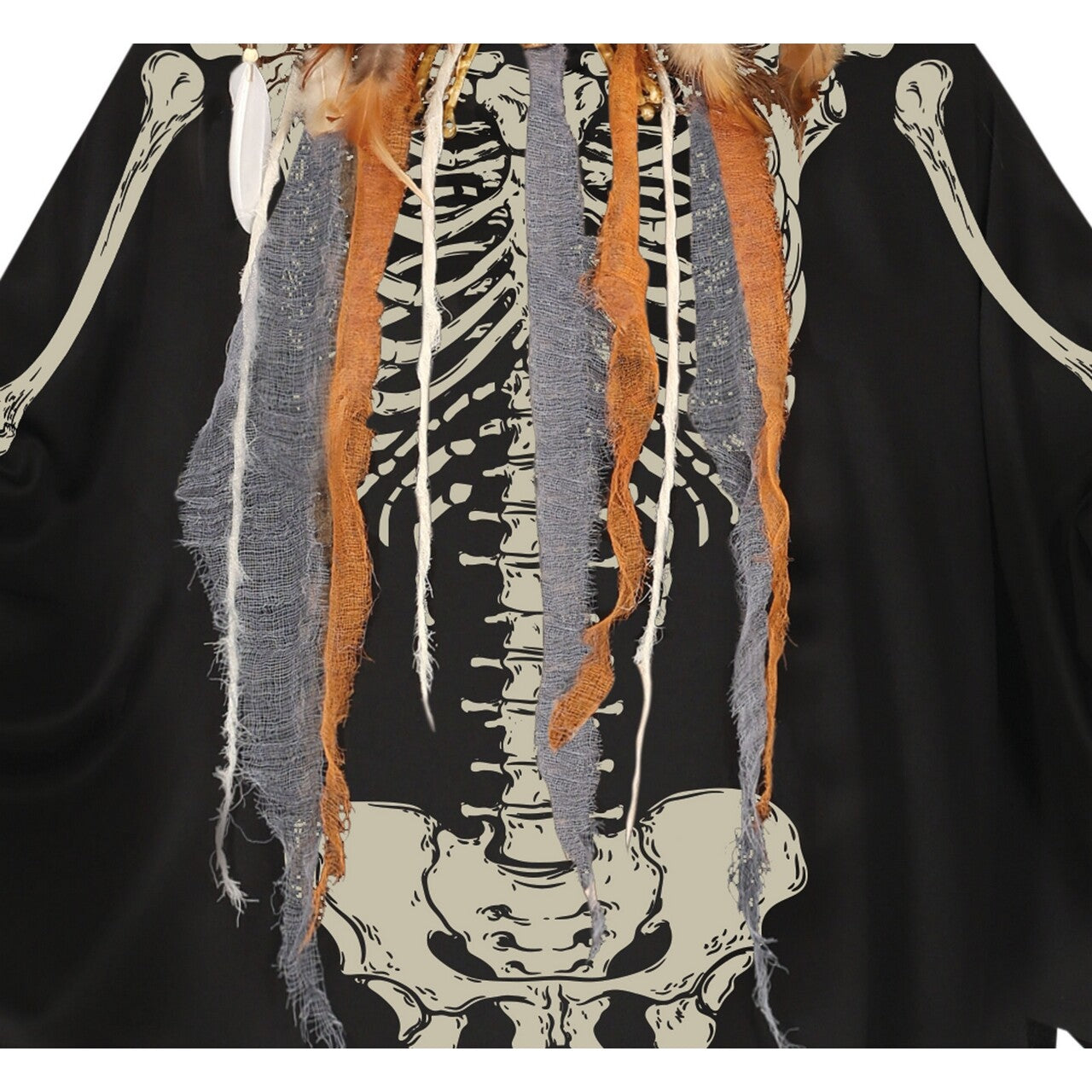 Op deze afbeelding zie je een Kostuums, van het merk Guirca. Voodoo Bones Poncho Vrouw Kostuum