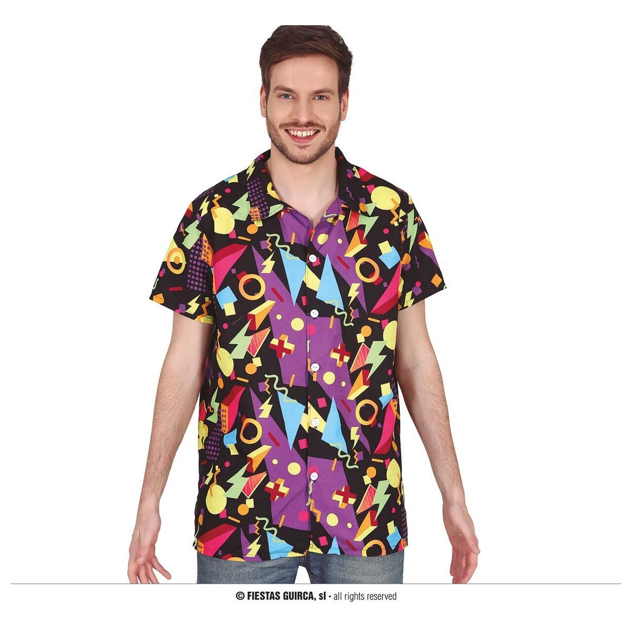 Op deze afbeelding zie je een Kostuums, van het merk Guirca. 80s Shirt Saved By The Bell Man