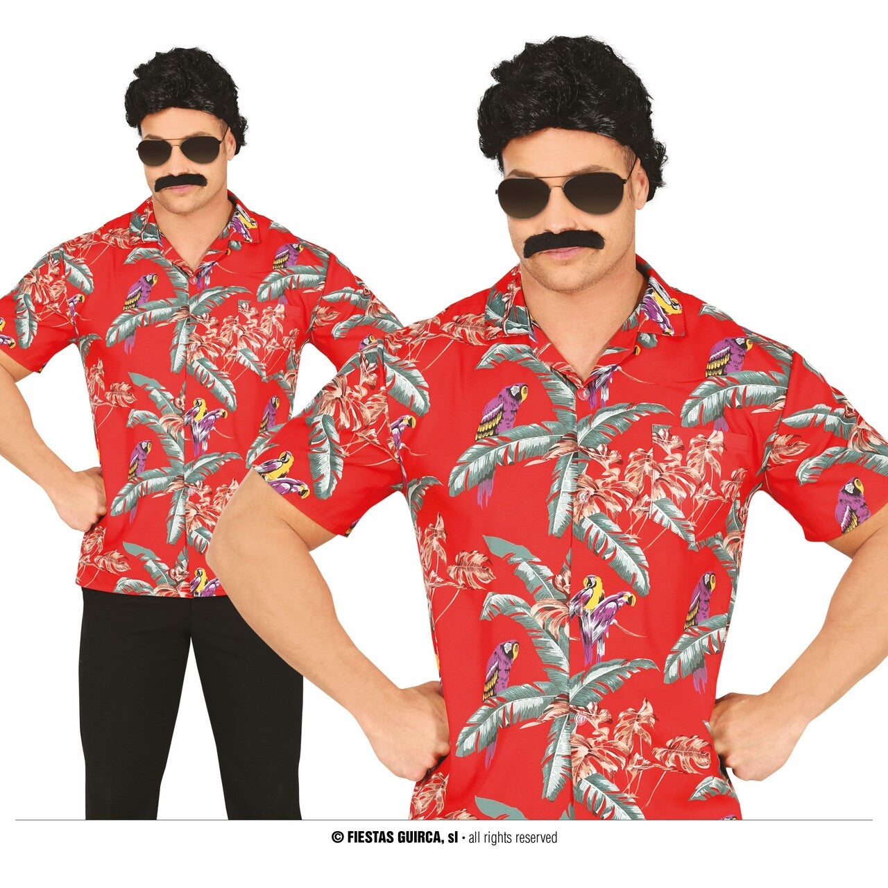 Op deze afbeelding zie je een Kostuums, van het merk Guirca. Hawaii Shirt Birds And Trees Man