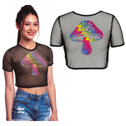 Op deze afbeelding zie je een Kostuums, van het merk Guirca. Trippy Mushroom Mesh Top Vrouw