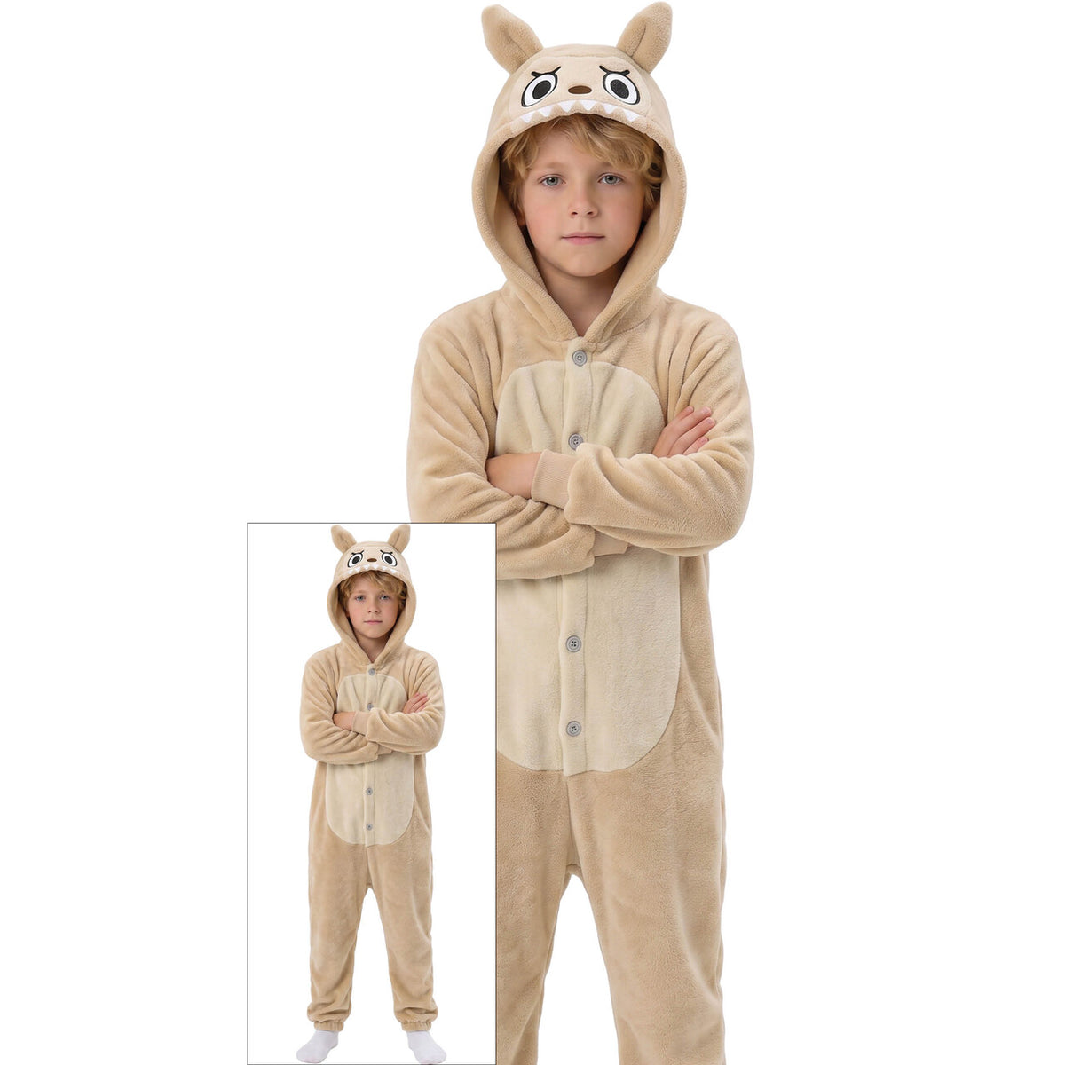 Op deze afbeelding zie je een Kostuums, van het merk Guirca. Relaxte La Fufu Onesie Beige Kind Kostuum