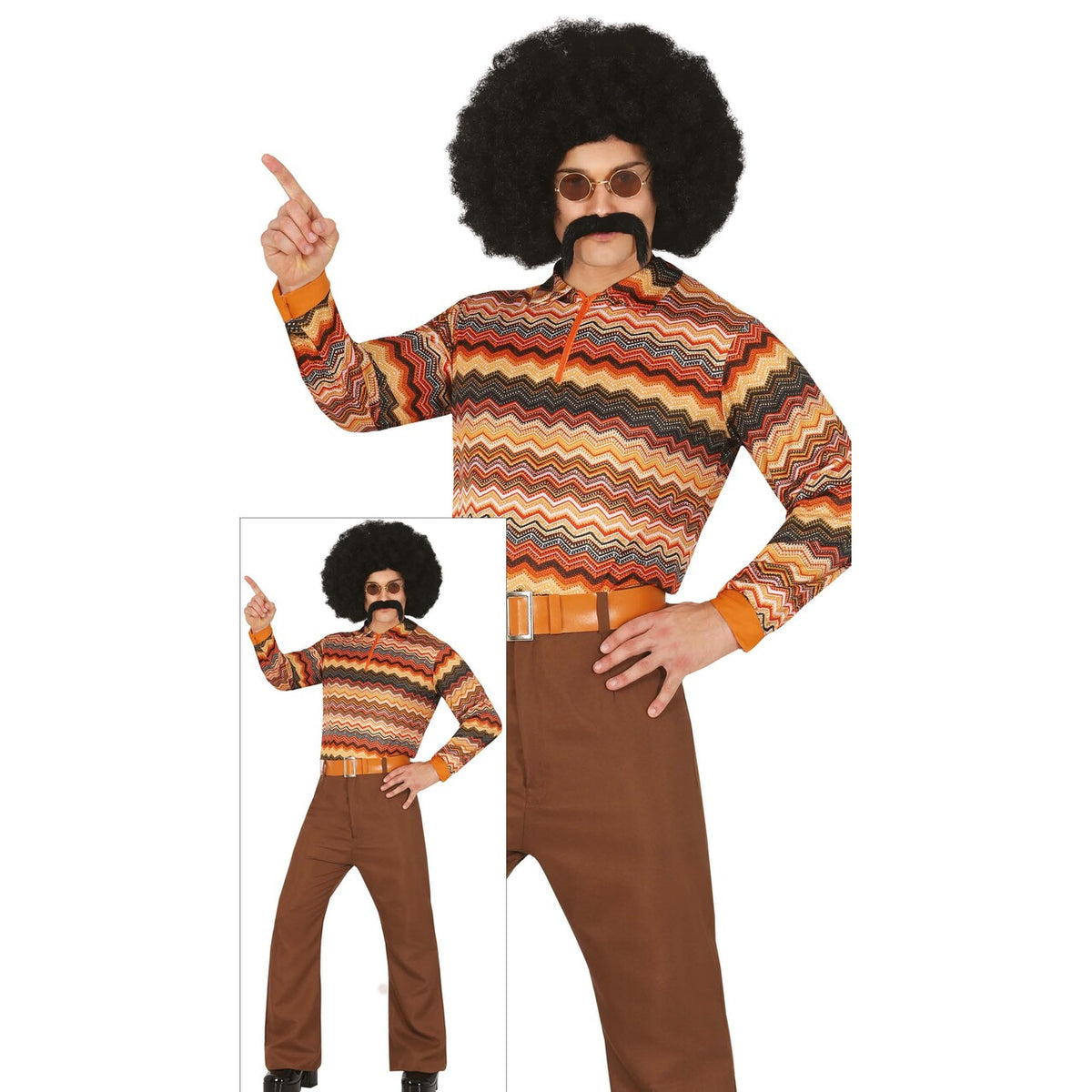 Op deze afbeelding zie je een Kostuums, van het merk Guirca. Back Tot The 70S Guy Man